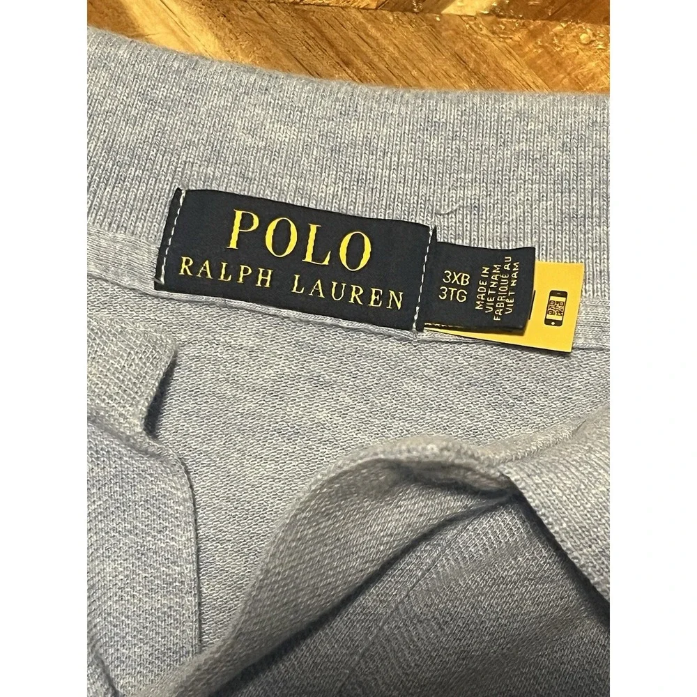 Ralph Lauren Polo Shirt Mens 3XLT 3XB Tall Heather Blue Logo‎ Pony